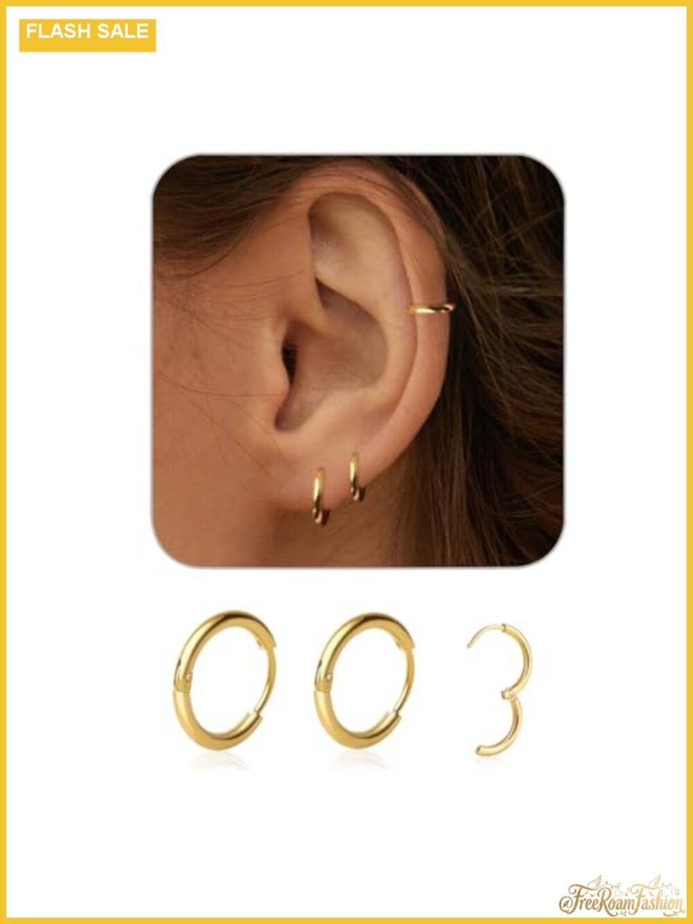 6mm Small Huggie Hoop Earrings for Women, 14k Gold Plated Surgical Steel